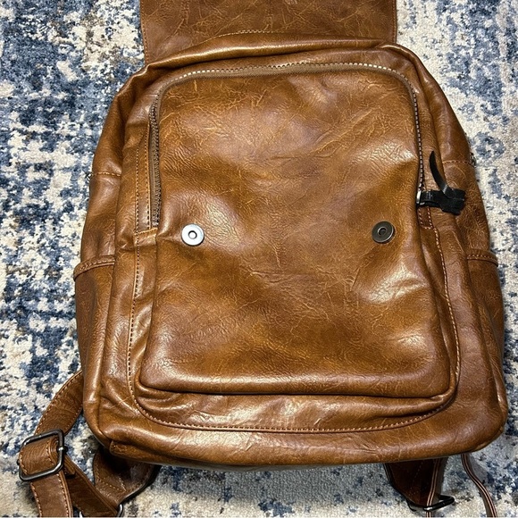 Montana West x Wrangler Brown Vegan Leather Laptop Backpack main image 9